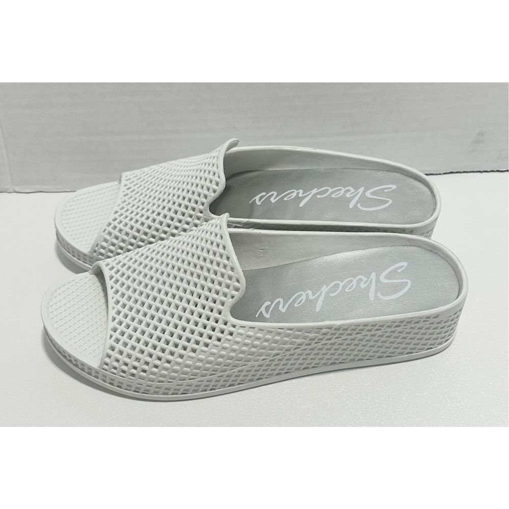Skechers Plastic Waffle Design Open Toe Slip-On Slides‎ Wedge Sandals White Sz 7 - Picture 10 of 11
